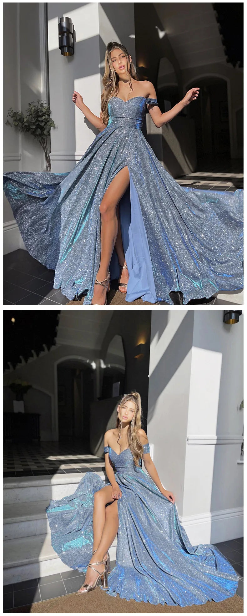 Ladies Dress Banquet Sequin Large Hem Strapless Sexy and Fashionable Slit Dress Summer 2024