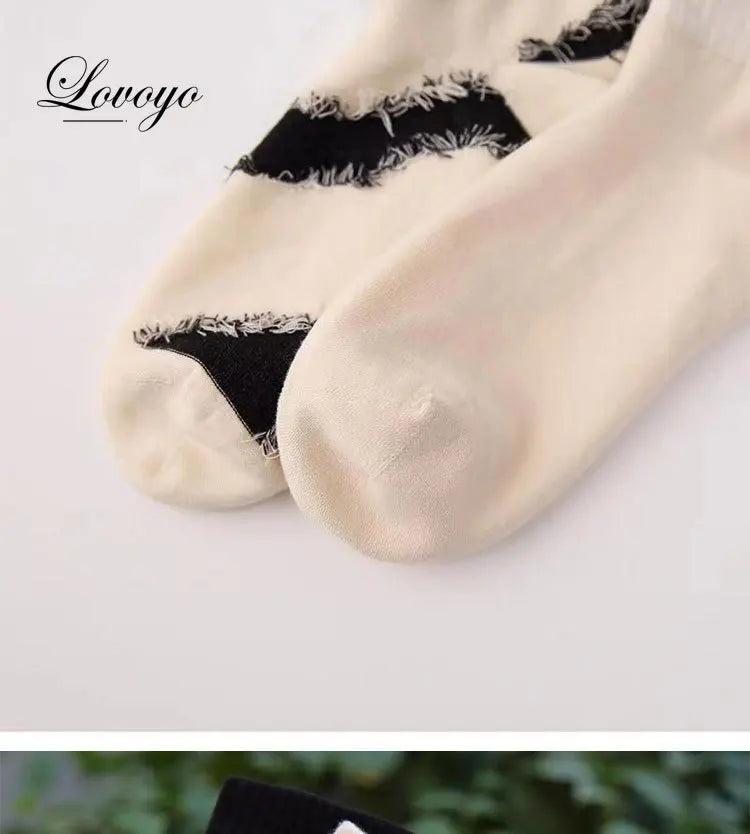 INS Fashion Socks Hip Hop Skateboard Striped Mid Tube Socks Solid Color Breathable Cotton Sock Women Cute Socks