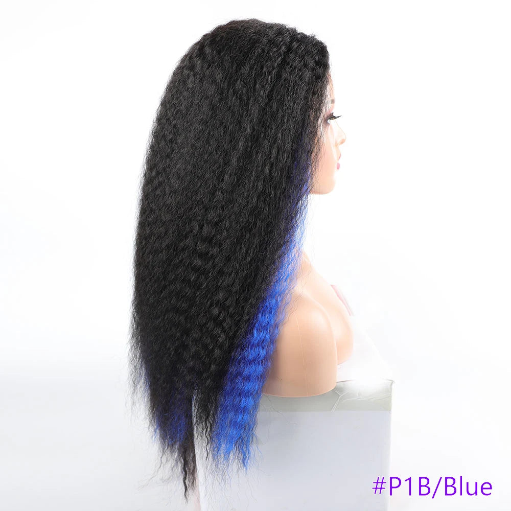 Long Puffy Kinky Curly Synthetic Wigs for Women Black Brown Color Synthetic Curly Hair Wigs Afro Kinky Curly Synthetic Hair Wigs