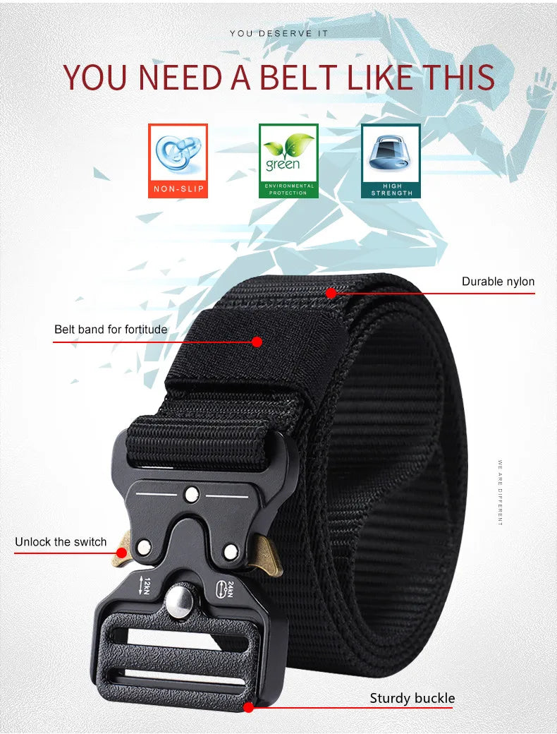 Genuine Tactical Belt Quick Release Outdoor Military Belt Soft Real Nylon Sports Accessories Men And Women Black Belt