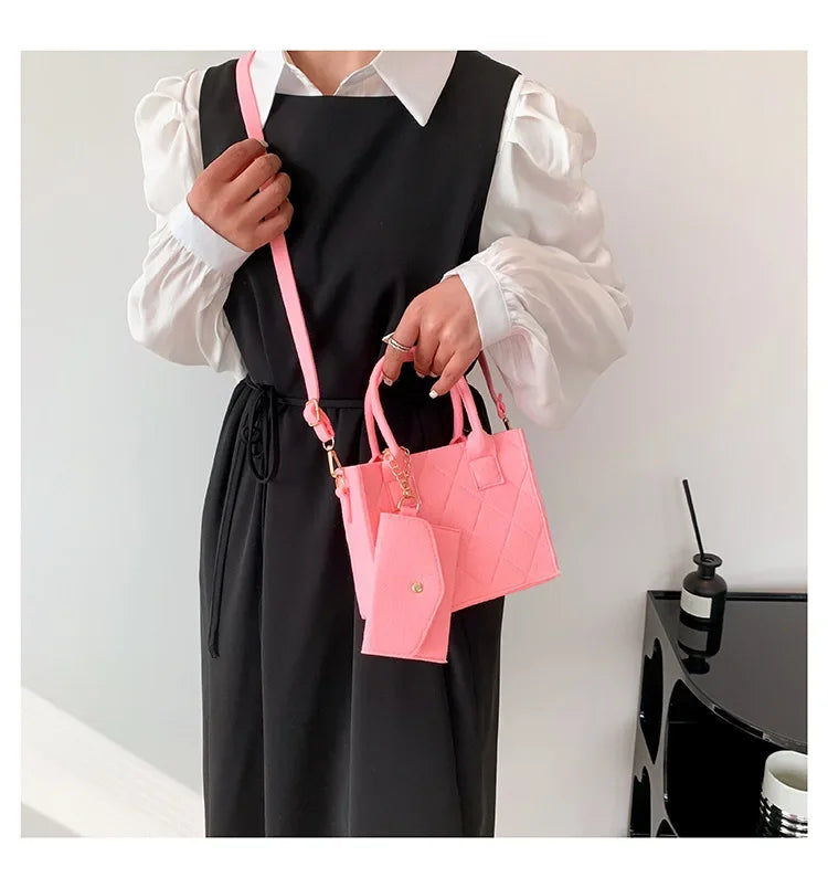 New Zipper Messenger Bag Solid Color Felt Women Shoulder Bag Luxury Designer Handbag Casual Crossbody Bags for Women