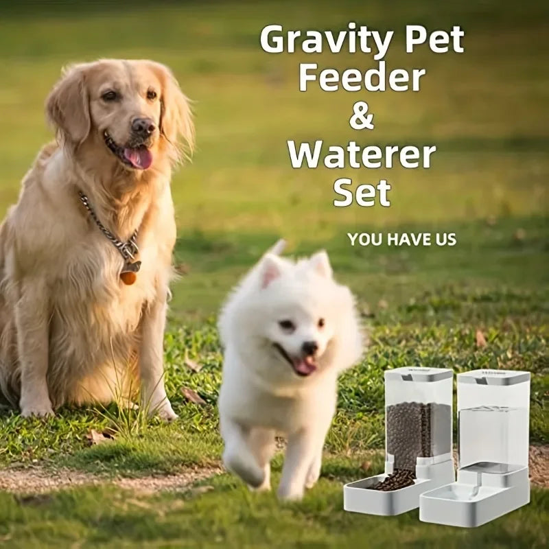 Pet Feeder and Waterer Suitable for Small and Medium Pets Dogs and Cats Gravity Plastic Feeder Water Container