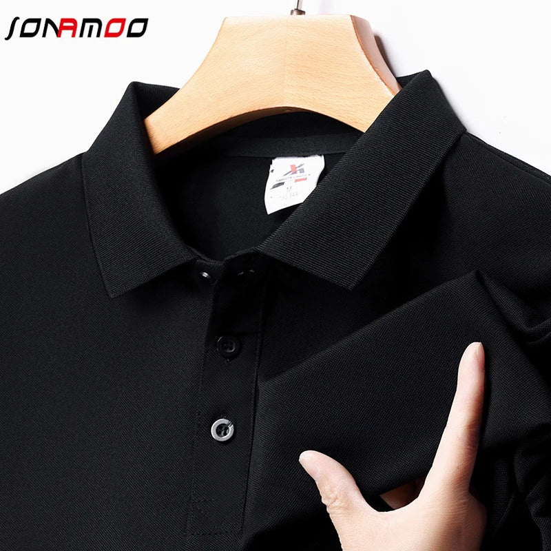 Men's Fashion Solid Short Sleeved Striped Lapel Polo Shirt Summer Breathable Comfortable Top