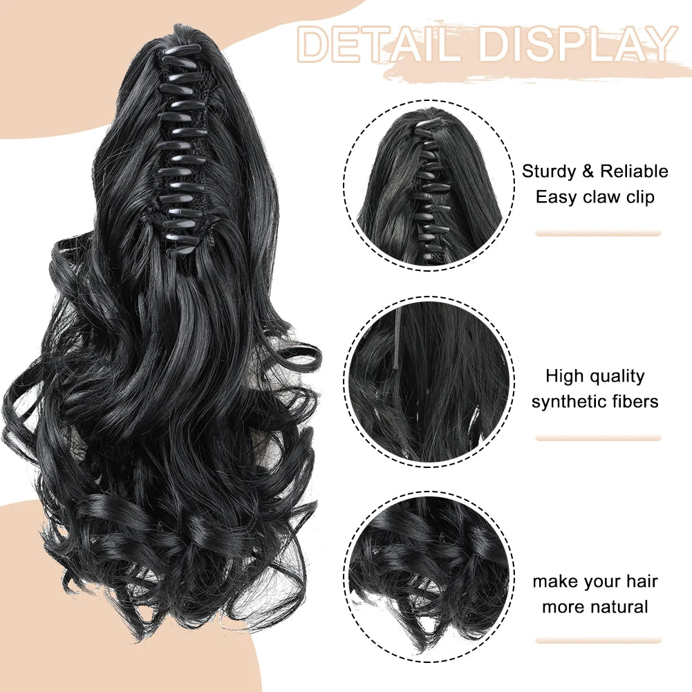 Short Curly Wavy Synthetic Ponytail Wig Hair Extensions Hair Clip In Pony Tails Hairpieces Natural Soft Daily