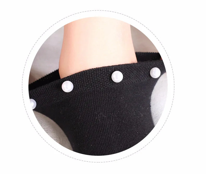 Women Socks Cotton Lovely Candy Color Imitation Pearl Women's Socks.Casual Ladies Girl's Short Female Socks Sox Hosiery