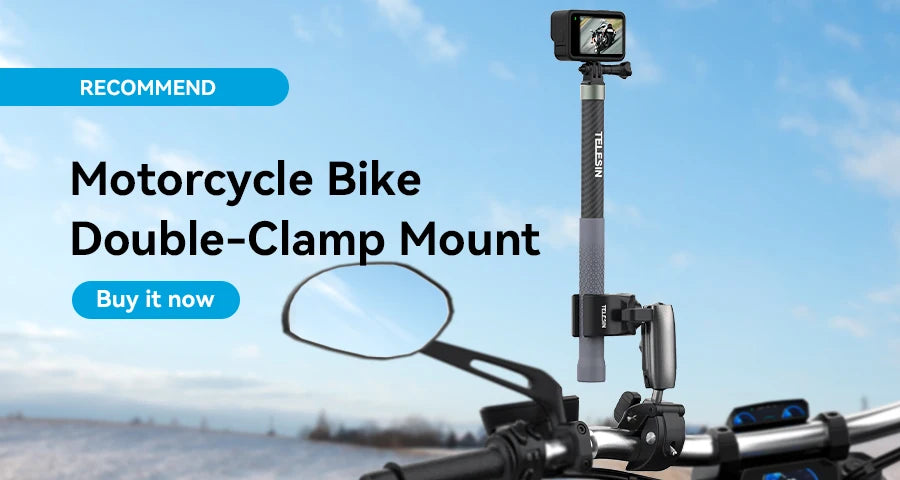 TELESIN Cycling Motorcycle Clip Magic Arm 360° Aluminum Alloy Super Clamp 1/4" Hole For Camera GoPro Mobile Phone Action Camera