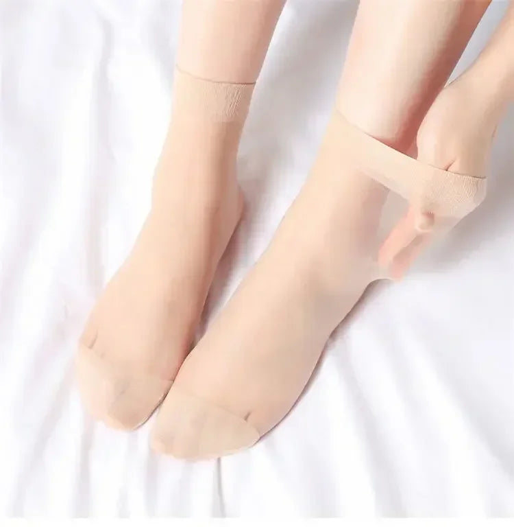 Summer Socks Skin Color Transparent Ultrathin Women Crystal Silk Socks Nylon Ladies Female Summer Short Ankle Sock Meias