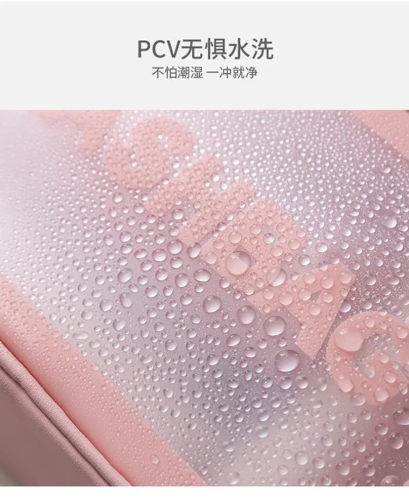 Portable Travel Clear Storage Bag PVC Makeup Bag Waterproof Washbag Transparent Large Capacity Women's Portable Cosmetic Cases