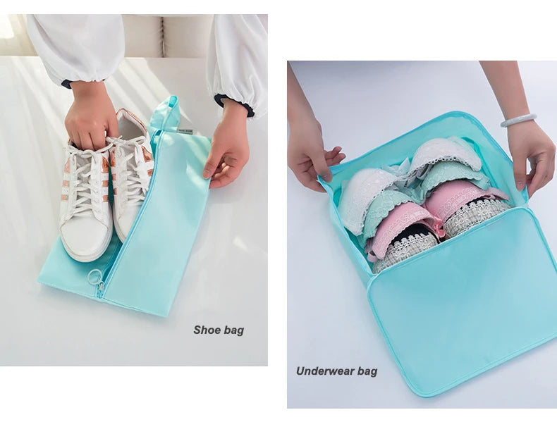 7/8/9 PCS New Set Travel Organizer Storage Bags Large Capacity Suitcase Storage Luggage Clothes Sorting Organizer Set Shoe Pouch
