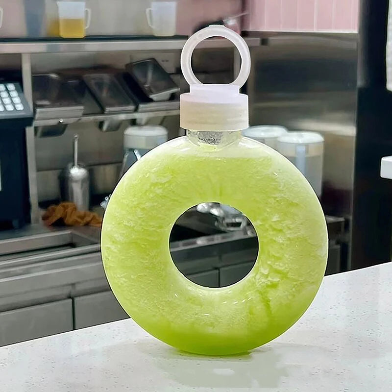 Creative Cute Round Plastic Water Bottle Straw Cup Outdoor Sports Portable Water Cup Girls Anti-fall Summer Drink Cup
