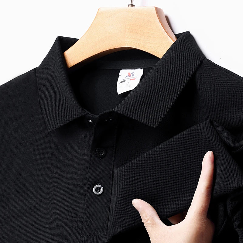 Men's Fashion Solid Short Sleeved Striped Lapel Polo Shirt Summer Breathable Comfortable Top