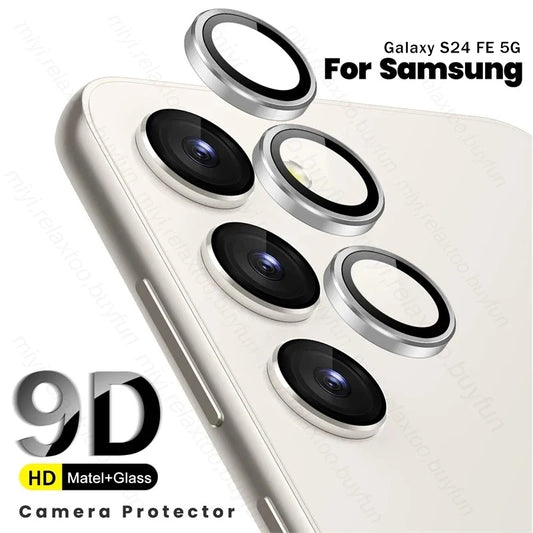 for Samsung Galaxy S24 FE 5G Aluminium Alloy Ring Camera Protector Cap SamsungS24FE S 24 FE 24FE Back Lens Tempered Glass Cover