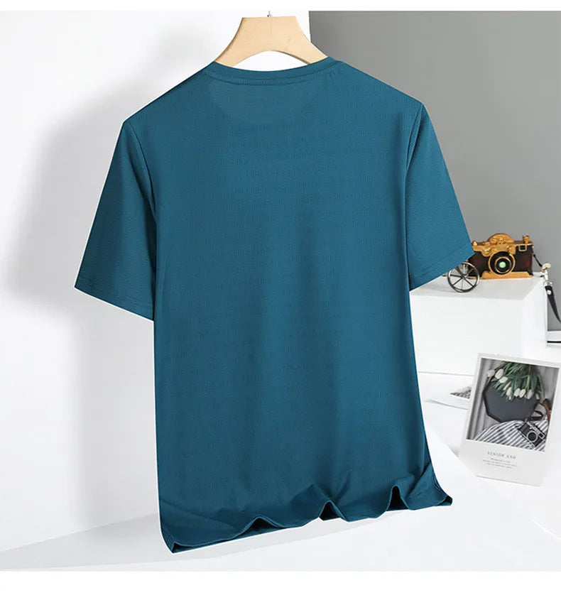 Summer T-Shirts Men Good Quality  Fast Dry Cool Basic Tshirts Male Tee Shirt Boys Fashion Camping Top Clothing Plus Size M-5XL