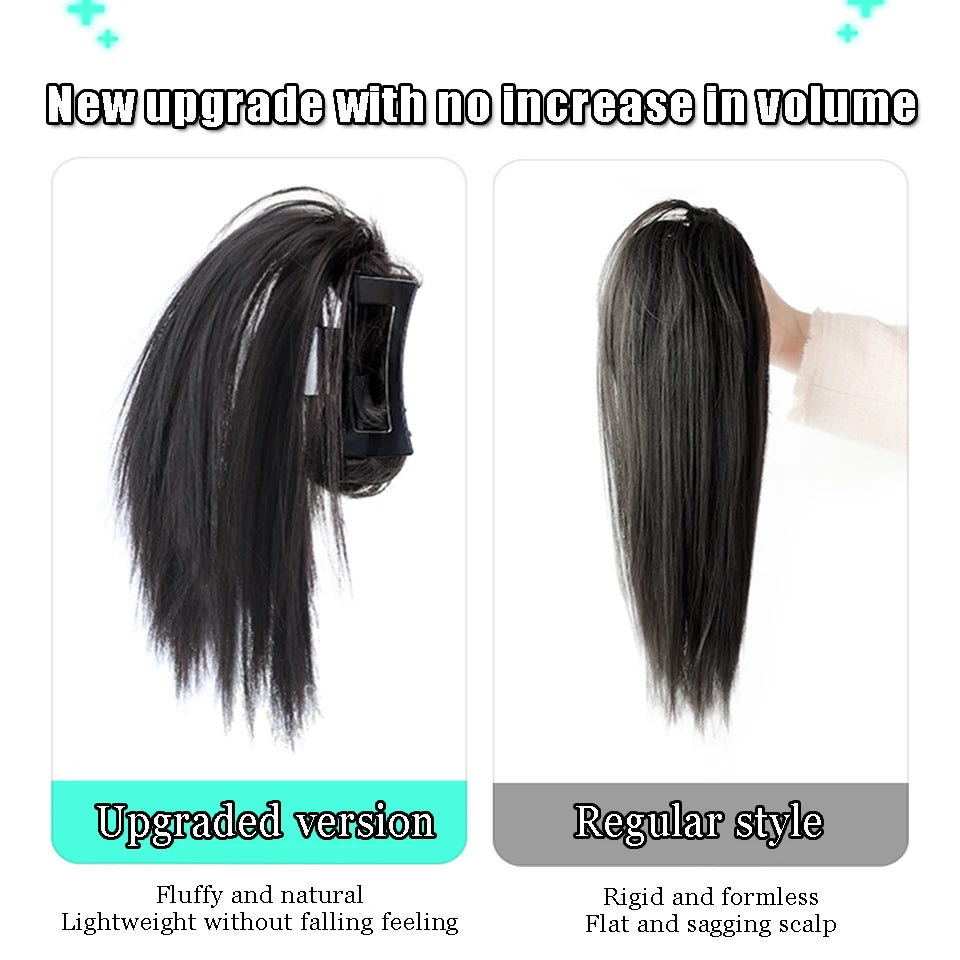 AOSI Synthetic Ponytail Wig Female Long Hair Waterfall Half Stuck High Horsetail Heightened Cranial Top Grasping Clip Wig