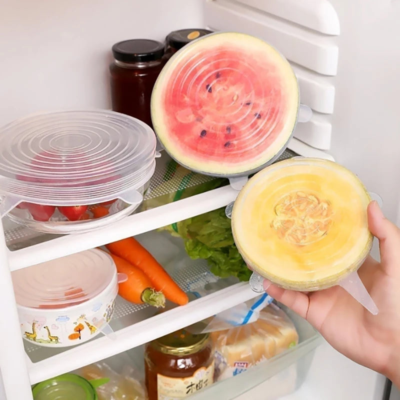 6/12/24PCS Food Silicone Cover Fresh-keeping Stretch Lid Reusable Airtight Cap Wrap Kitchen Accessories Refrigerator Storage