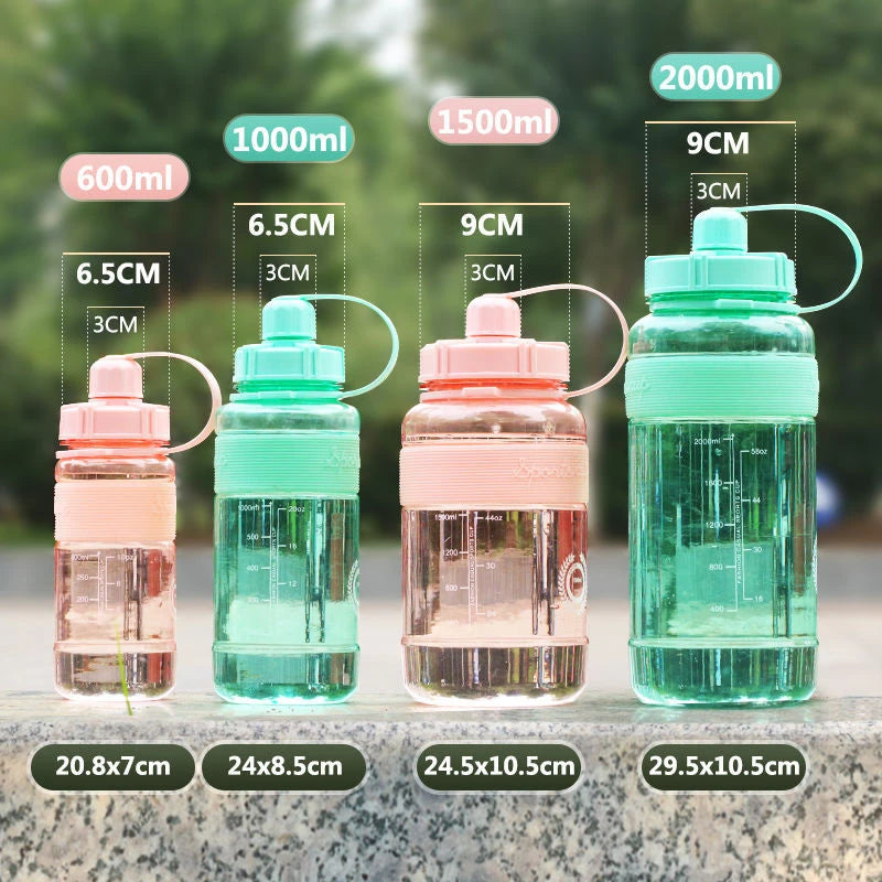 2 Liter Fitness Sports Bottle Plastic Large Capacity Water Bottle with Straw Girl Outdoor Climbing Drink Bottle Kettle BPA free