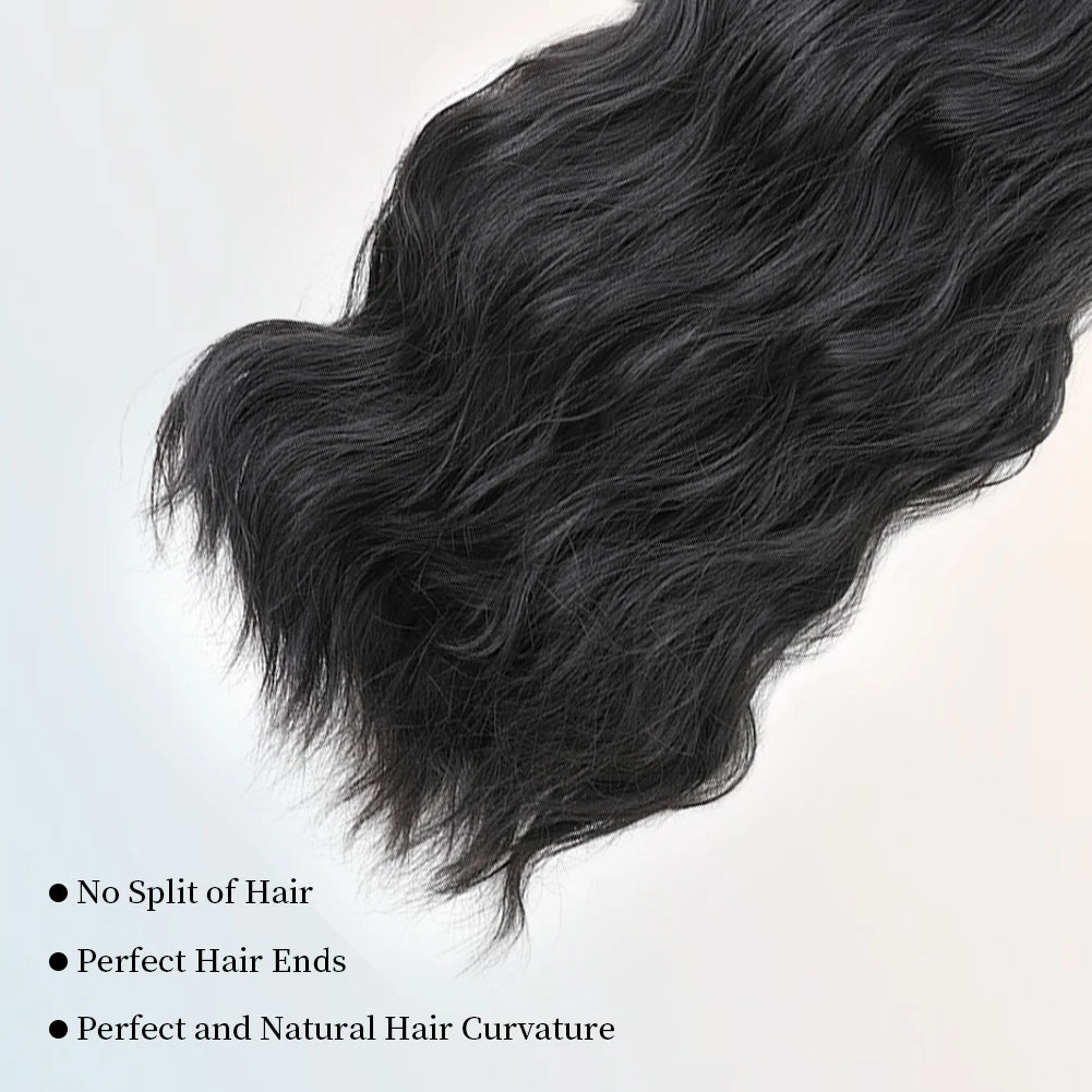 Body Wave Hairstyle Synthetic Hair Extensions 4pcs/set Head   Wigs Clip Clips Hair Extensions For Women Girls