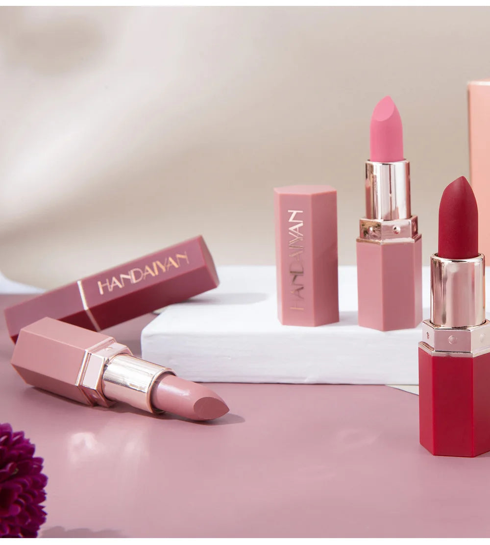 6 Colors Waterproof Nude Matte Lipsticks Long Lasting Lip Stick Not Fading Sexy Red Pink Velvet Lipsticks Makeup Cosmetic Batom