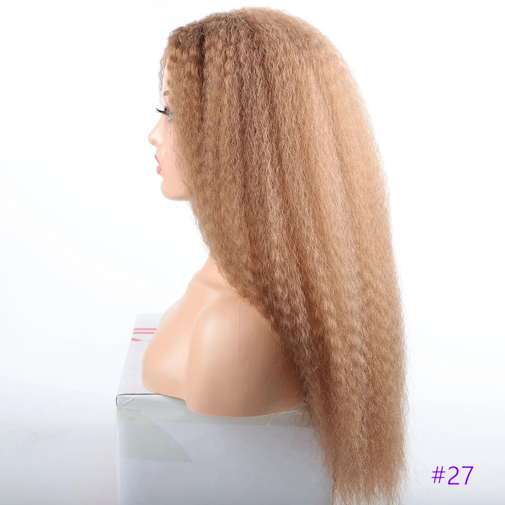 Long Puffy Kinky Curly Synthetic Wigs for Women Black Brown Color Synthetic Curly Hair Wigs Afro Kinky Curly Synthetic Hair Wigs