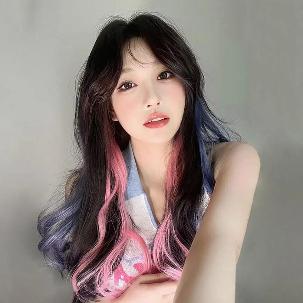 Curled Hair Ear Dye Hair Patches Seamless One Piece Color Highlight Dyed Wig Patch Women's Long Hair Invisible Wig