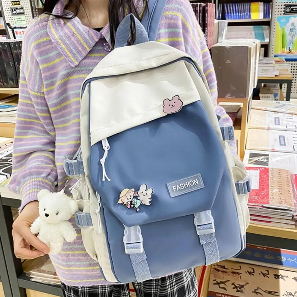 Nylon Book Bag Large Capacity Teenage College Backpack Fashion School Bag Cute Girls Boys Travel Backbag College Bag Waterproof