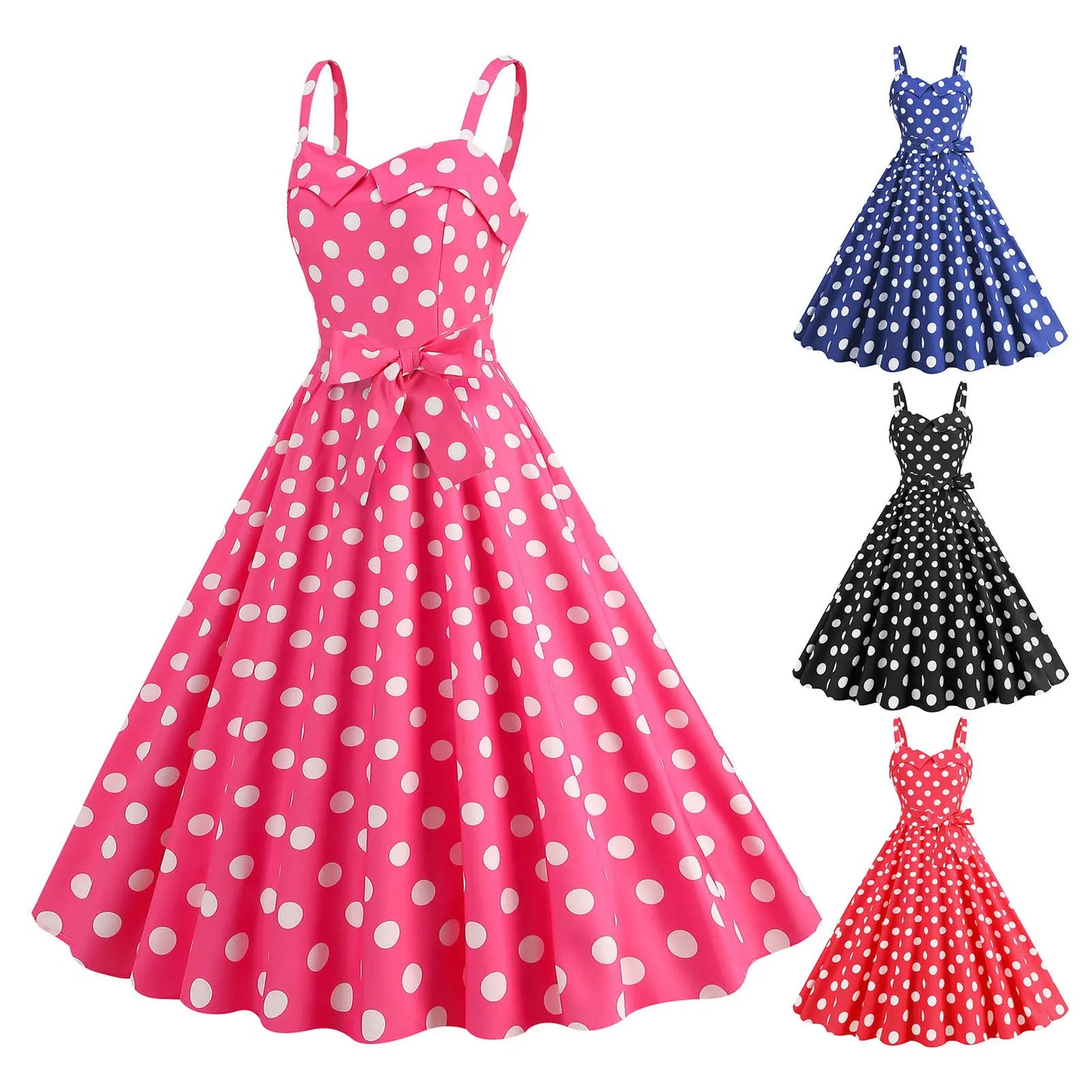 Women Vintage Barbiee Pink Plaid Dress Retro Rockabilly Strap Suspenders Cocktail Party 1950s 40s Swing Dress Summer Dresses
