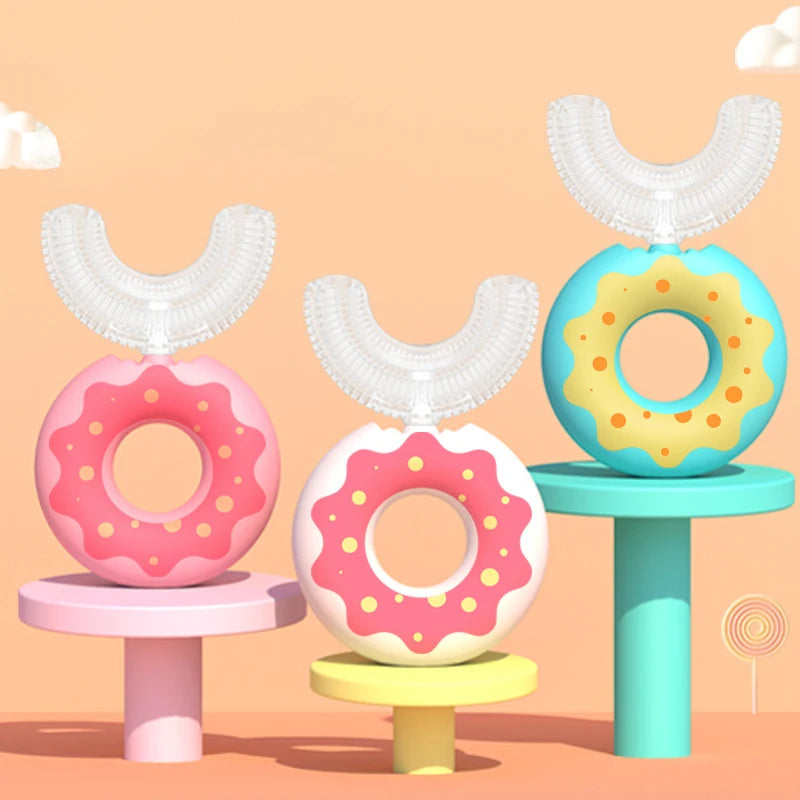 Kids U Shaped Toothbrush Silicone 360 Degree Children's Toothbrush For Teeth Cleaning Oral Care Cute Donut Brushes Teeth Care