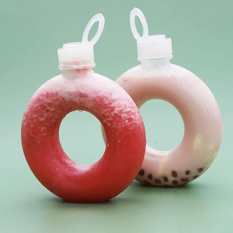 Creative Cute Round Plastic Water Bottle Straw Cup Outdoor Sports Portable Water Cup Girls Anti-fall Summer Drink Cup