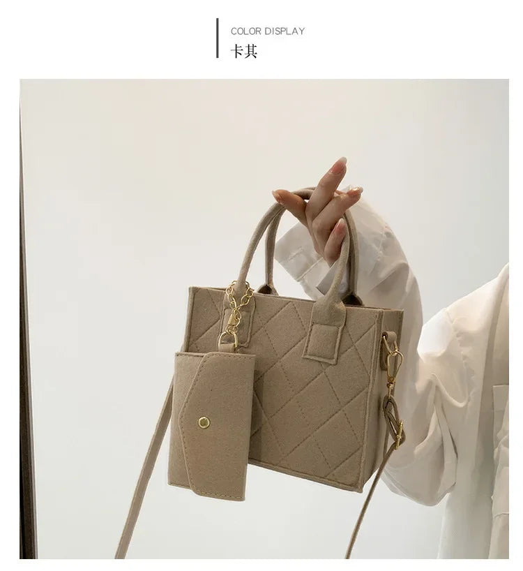 New Zipper Messenger Bag Solid Color Felt Women Shoulder Bag Luxury Designer Handbag Casual Crossbody Bags for Women