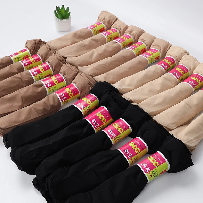 Spring Summer Women Soft Socks Thin Silk Socks Non-Slip Skin Solid Color Socks Transparent Ladies Breathable Sock