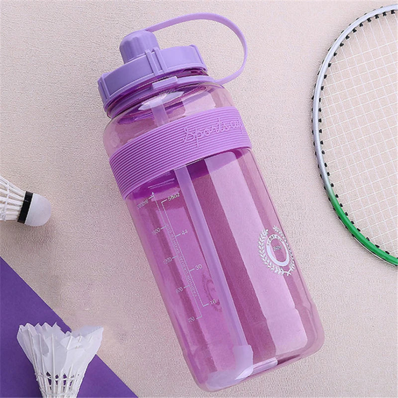 2 Liter Fitness Sports Bottle Plastic Large Capacity Water Bottle with Straw Girl Outdoor Climbing Drink Bottle Kettle BPA free