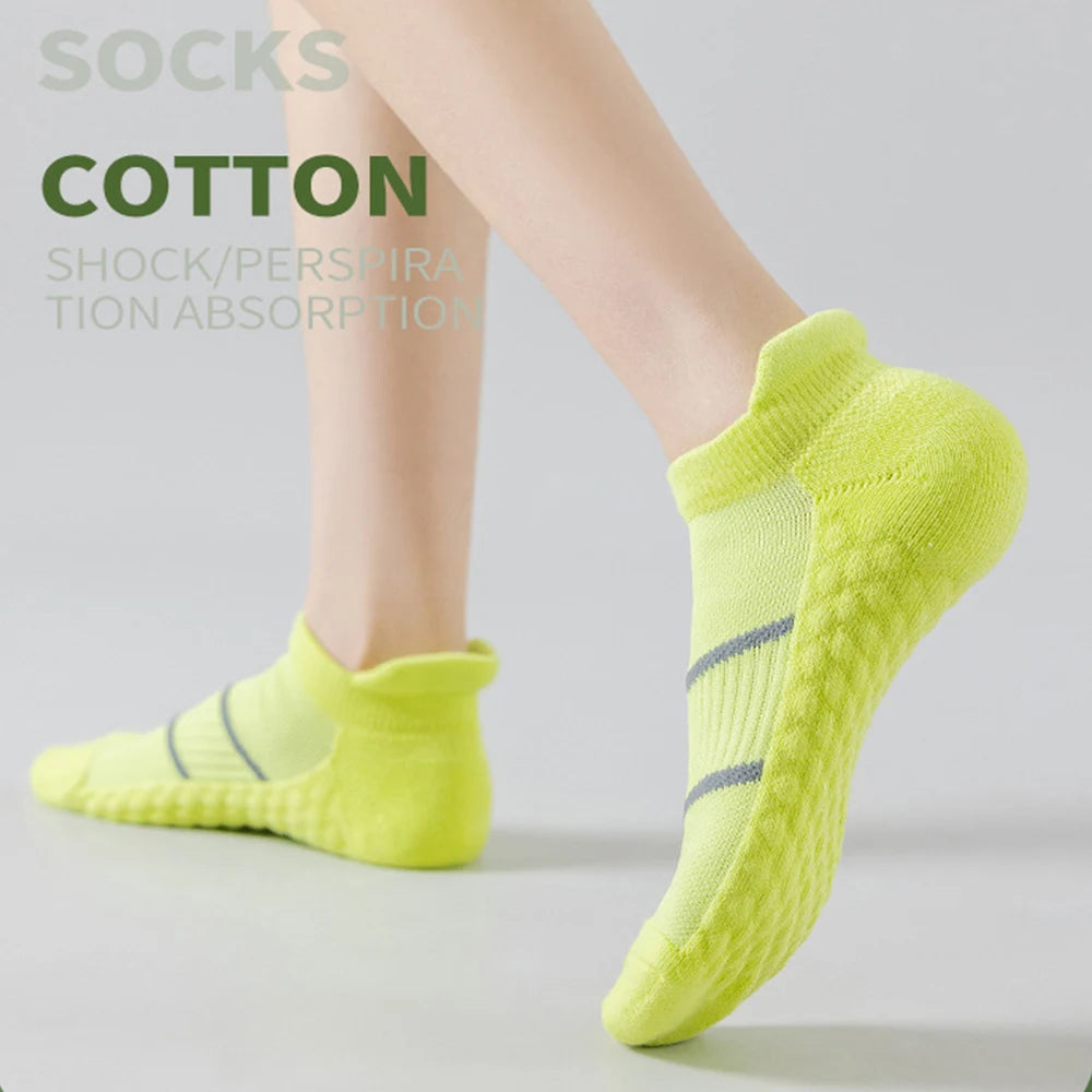 Women Cycling Sports Ankle Socks Cotton Anti Slip Sports Soccer Running Hiking Bicycle Sock Camping Football Basketball Socks