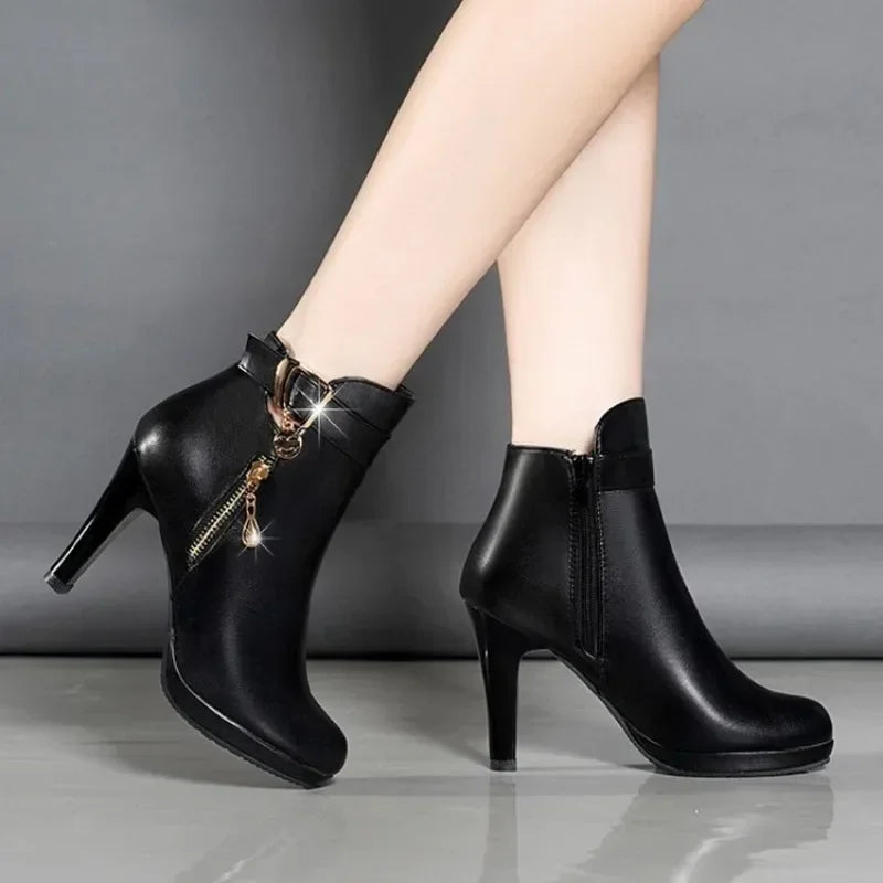 2023 New Fashion Women's Boots Autumn and Winter Ankle Boots Women's Round Toe Thin Heel Zipper Casual Women's Shoes