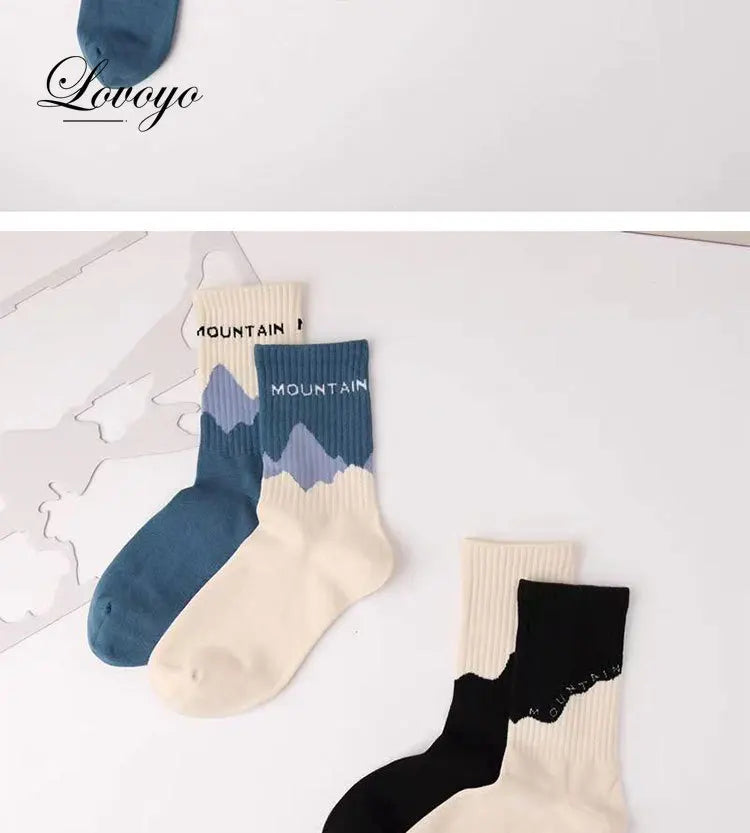 INS Fashion Socks Hip Hop Skateboard Striped Mid Tube Socks Solid Color Breathable Cotton Sock Women Cute Socks