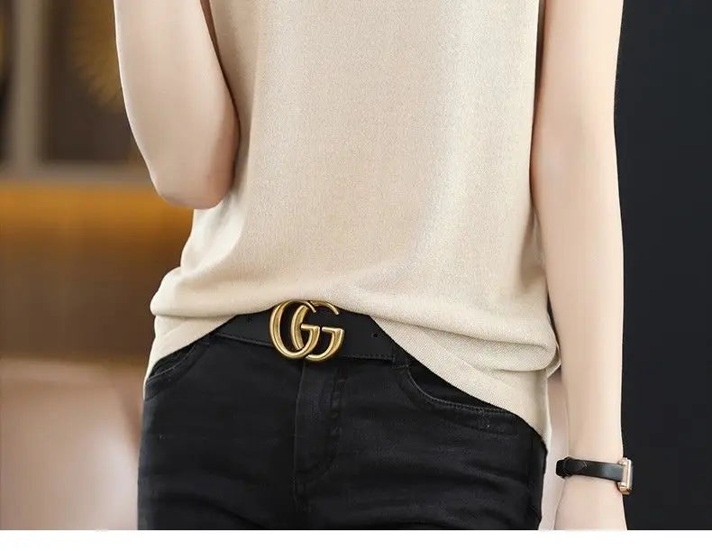 Fashion Solid Color Knitted Loose Korean T-Shirt Women's Clothing 2023 Spring New Casual Pullovers All-match Tee Shirt