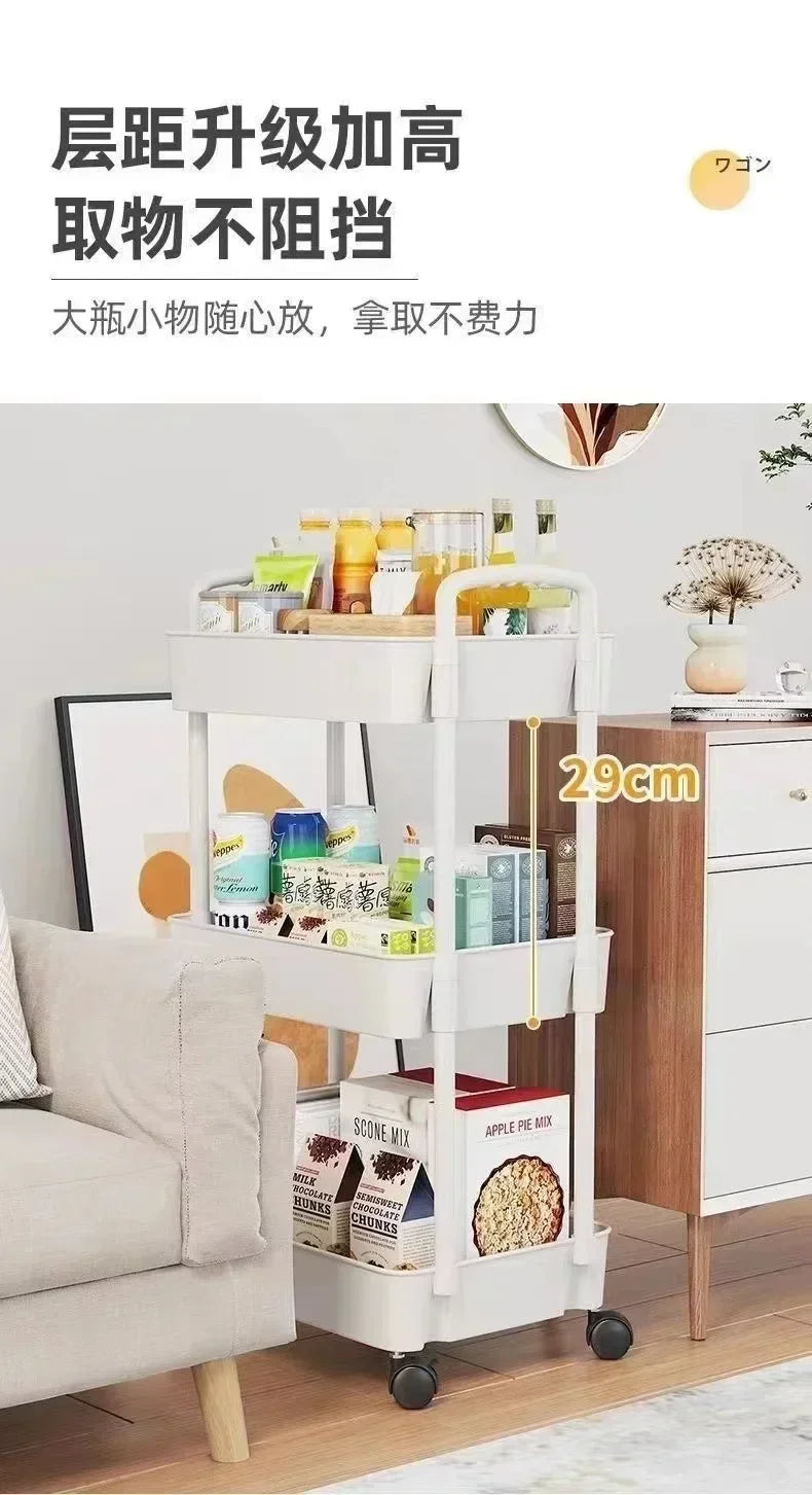 Household Multi-layer Small Cart Storage Rack Floor To Floor Kitchen Bedroom Bathroom Storage Rack Storage Rack With Wheels