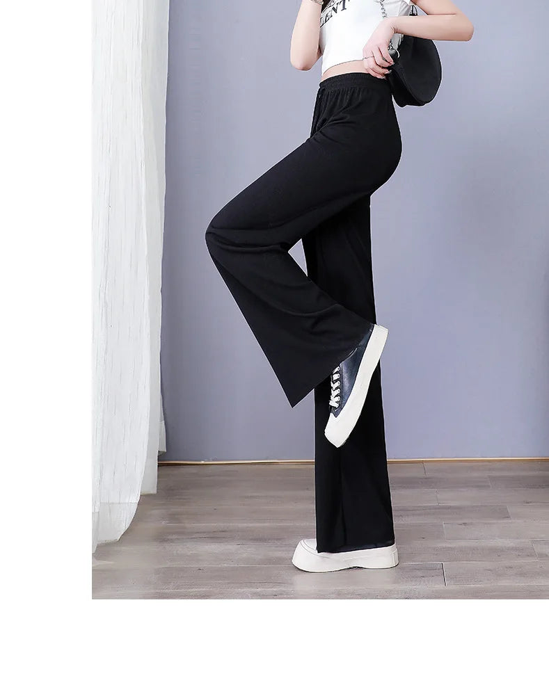 High Waist Women's Pants Ice Silk Woman Clothing Thin Youthful Woman Clothes Casual Korean Reviews Many Clothes Slim Loose Pants