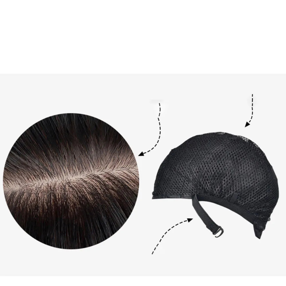 African Synthetic wig women's black wavy curly medium long hair chemical fiber matte high-temperature silk headband cover 50CM