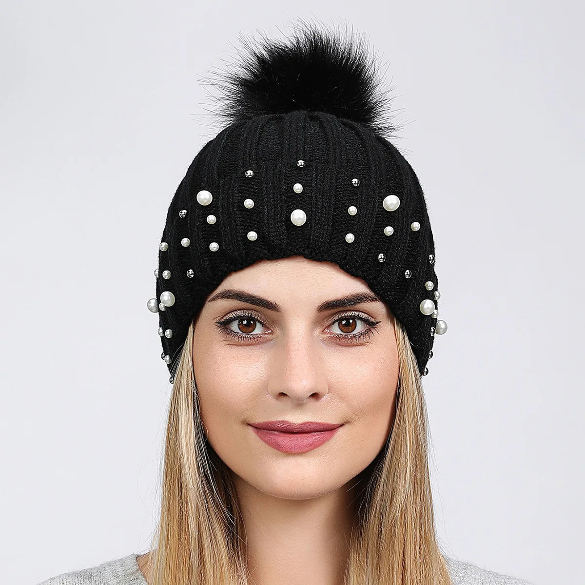 Women's Outdoor Cold Warm Knitted Cap Autumn and Winter Cap Outdoor Riding Warm Cap Ski Cap Double Layer Breathable Wool Cap