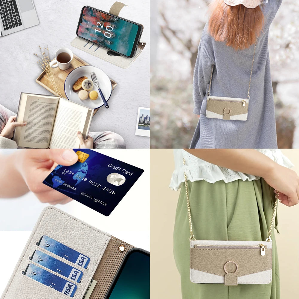 New Fashionable Multi-color Patchwork Flip Leather Phone Case with Lanyard Nokia C12 Pro X10-X20 G21-G11 G10-G20 C20 1.4