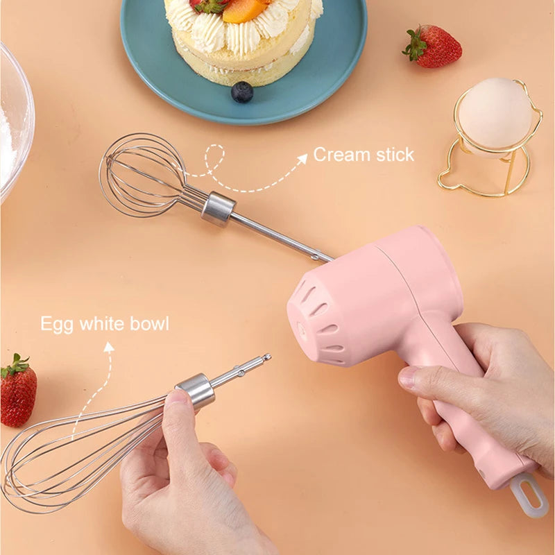 Wireless Portable Electric Food Mixer Hand Blender 3 Speeds High Power Dough Blender Egg Beater Baking Hand Mixer Kitchen Tools