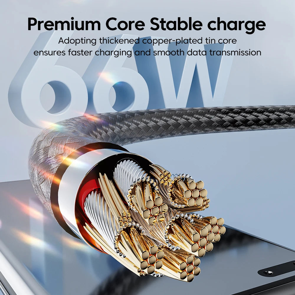 66W 3 in 1 Fast Charging Cable USB to Micro Type C IOS Cable For iPhone Xiaomi Huawei Mobile Phone Multi Charger Cable USB Cable