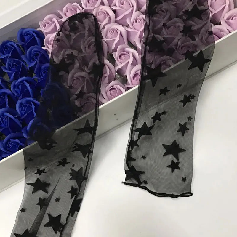 Spring and Summer Retro Lace Floral Mesh Women Socks Thin Middle Tube Transparent Sock Women Breathable Silk Ultrathin Sock New