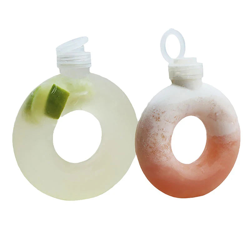 Creative Cute Round Plastic Water Bottle Straw Cup Outdoor Sports Portable Water Cup Girls Anti-fall Summer Drink Cup