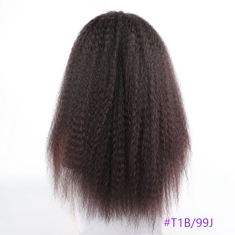 Long Puffy Kinky Curly Synthetic Wigs for Women Black Brown Color Synthetic Curly Hair Wigs Afro Kinky Curly Synthetic Hair Wigs