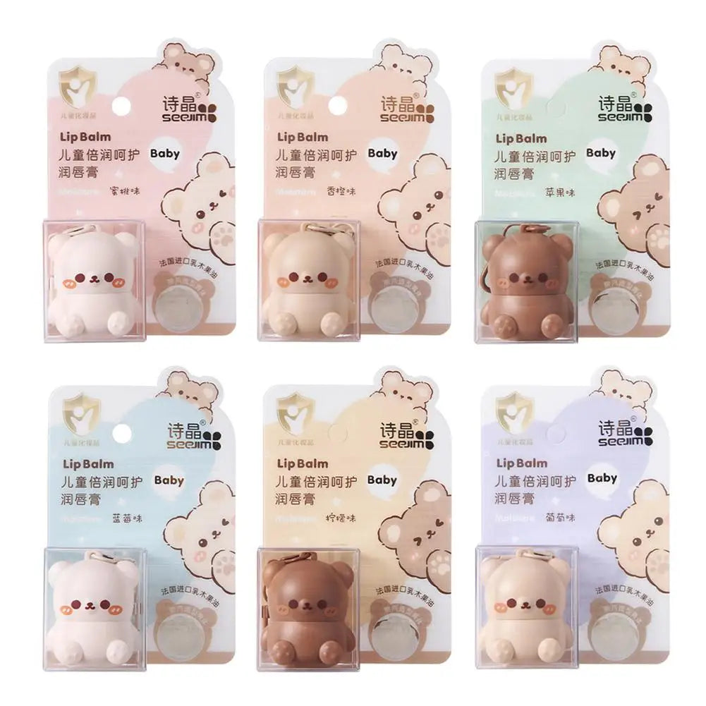 Children Fruity Lip Balm Moisturizing Anti-Dry  Anti Crack Lip Balm Baby Available Lip Care Cute Little Bear Lipstick Skin Care