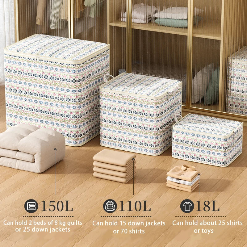 Folding Large Capacity Non-woven Storage Bag Clothing Quilt Storage Bag Tidy Bedroom Dormitory Mobile Box Replacement
