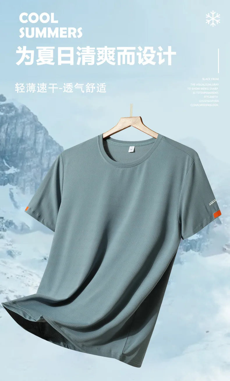 Fashion T-Shirts Men Summer Fast Dry Solid Basic Tshirts Male Tee Shirt Youth Good Quality Camping Top Clothing Plus Size M-5XL