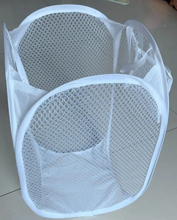 Hot 2PCS Folding Household Laundry Storage Basket Mesh Dirty Clothes Storage BasketToy Storage Bag Household Storage Bucket