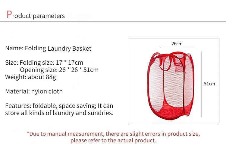 Hot 2PCS Folding Household Laundry Storage Basket Mesh Dirty Clothes Storage BasketToy Storage Bag Household Storage Bucket
